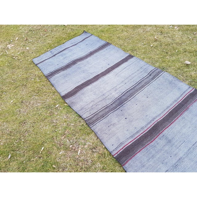 1970s Vintage Striped Turkish Kilim Runner 3'1" X 8'12" For Sale - Image 5 of 11