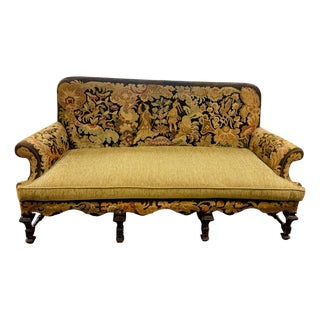Antique Needlepoint Tapestry Settee For Sale
