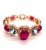 Pink Bochic “Capri” Ruby, Sapphire & Multi-Gem Cabochon Vintage Bangle - 18K Gold & S For Sale - Image 8 of 11