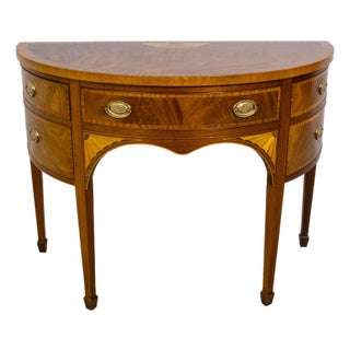 Baker Federal Style Inlaid Mahogany Demilune Server For Sale