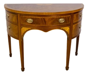 Baker Federal Style Inlaid Mahogany Demilune Server