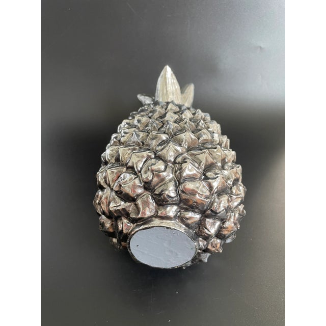 Vintage Resin Silver Pineapple in Life Size For Sale - Image 4 of 10