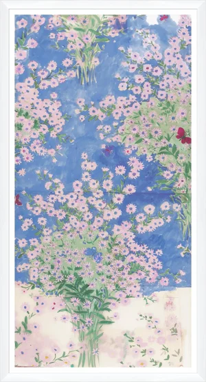 Papillons et Margeurites I Art Print in White Frame by Paule Marrot
