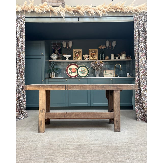 Large Antique Carpenter's Workbench in Oak, 1920s For Sale - Image 9 of 17