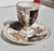 Dresden Porcelain egg cup, one-piece porcelain cup, designed in a four-part pattern of white and black panels. Each have...