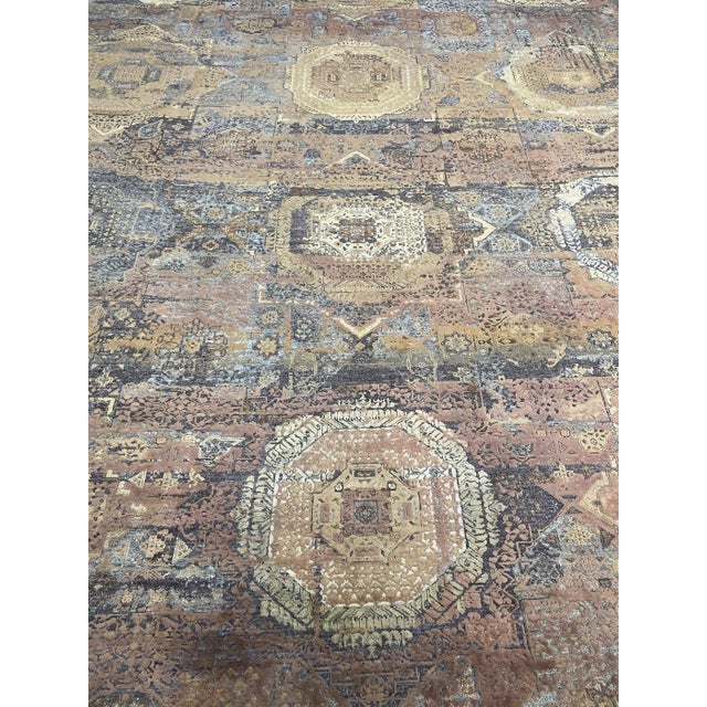Beautiful hand knotted modern and fashionable collection of borderless designs rug, made of 75% wool and 25% silk in...