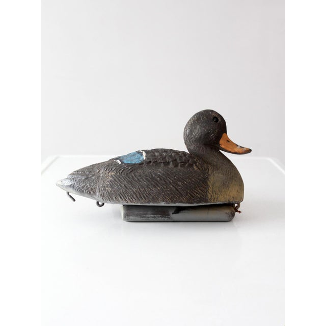 Gray Vintage 1970s Victor Mallard Hen Duck Decoy With Weight For Sale - Image 8 of 14