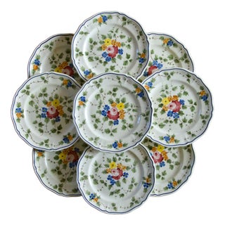 Vintage French Dessert Plates from Longchamp, 1950, Set of 9 For Sale