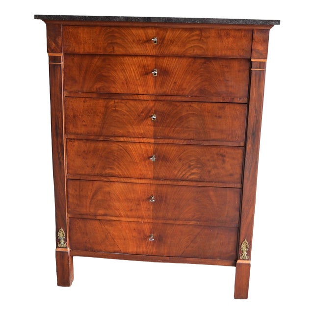 Antique Mahogany Chiffonier with Black Marble Top For Sale