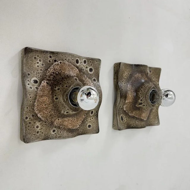 Mid-Century Wavy Ceramic Wall Lamps, 1970s, Set of 2 For Sale - Image 17 of 18