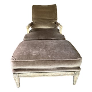 Minton Spidell French Country Lounge Chair and Ottoman For Sale