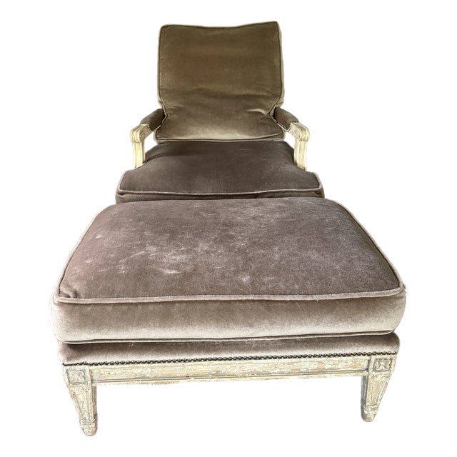 Minton Spidell French Country Lounge Chair and Ottoman For Sale