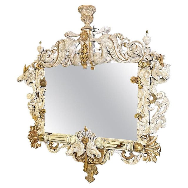 Vintage Italian White and Golden Wood Wall Mirror with Animal Decorations, 1990s For Sale - Image 16 of 16