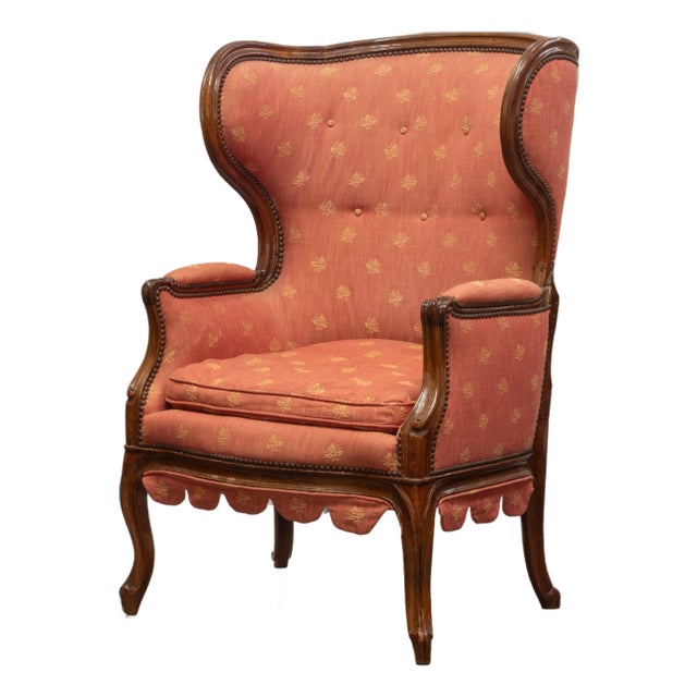 18th Century Carved Walnut High Back Chair For Sale