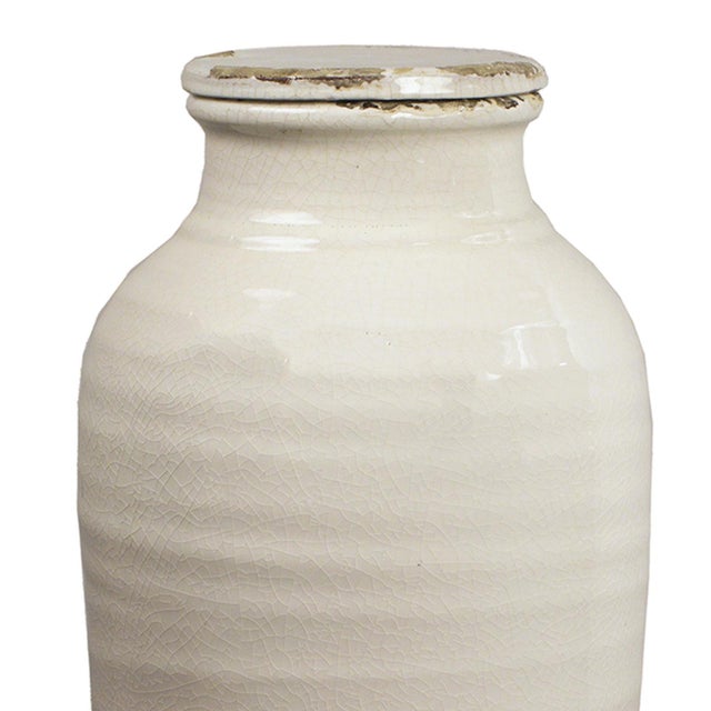 White Ceramic Vase with Lid Chairish