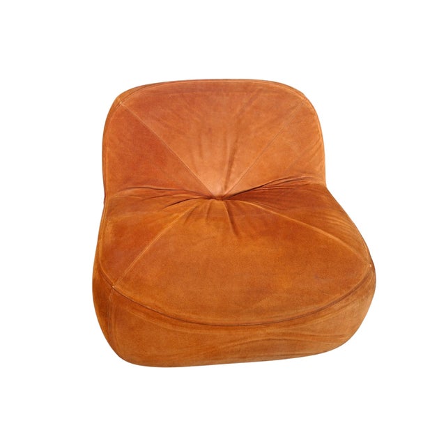Orange Vintage 3-Seater Sofa and Armchair in Orange Velvet, 1970s, Set of 2 For Sale - Image 8 of 11
