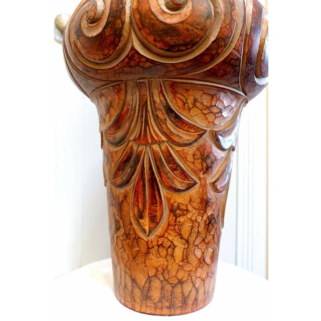 Modern 1990s Fine Terracotta Monumental Sculpted Casual Lamps of California, Glazed Finish For Sale - Image 3 of 9