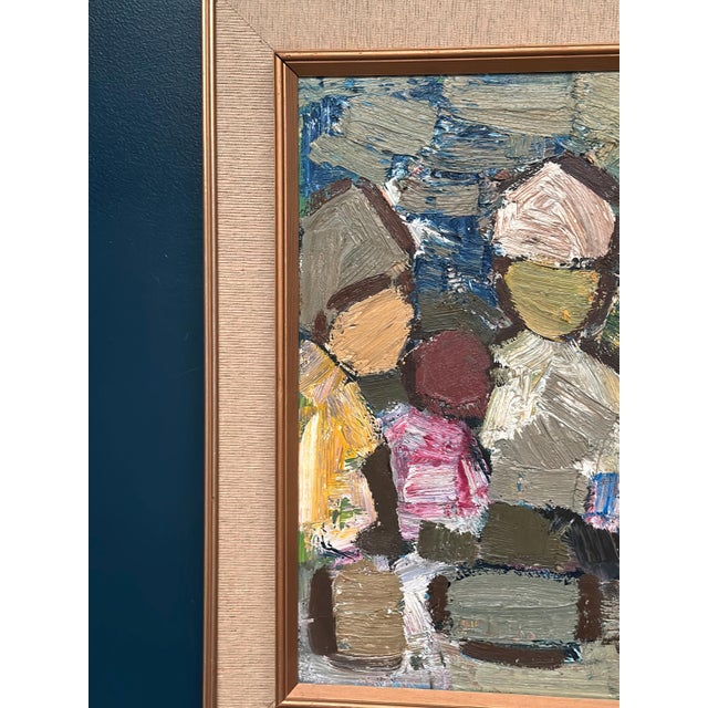 Original Swedish Oil on Canvas – “Family” by Gösta Flack – Signed – Vintage & Framed – 81 × 70 cm (31.9" × 27.6") incl....