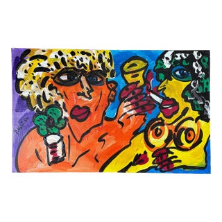 “Paris Bar” Original Painting by Artist Peter Keil, 1967 For Sale