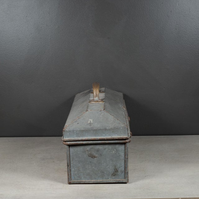 Metal Early 20th C. Factory Toolbox With Solid Bronze Handle C.1930-1940 For Sale - Image 7 of 10