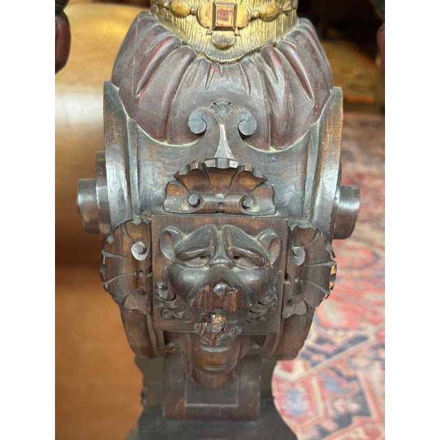 Antique Continental Wooden Medieval Noblewoman Figurehead- Architectural Salvage For Sale - Image 9 of 16