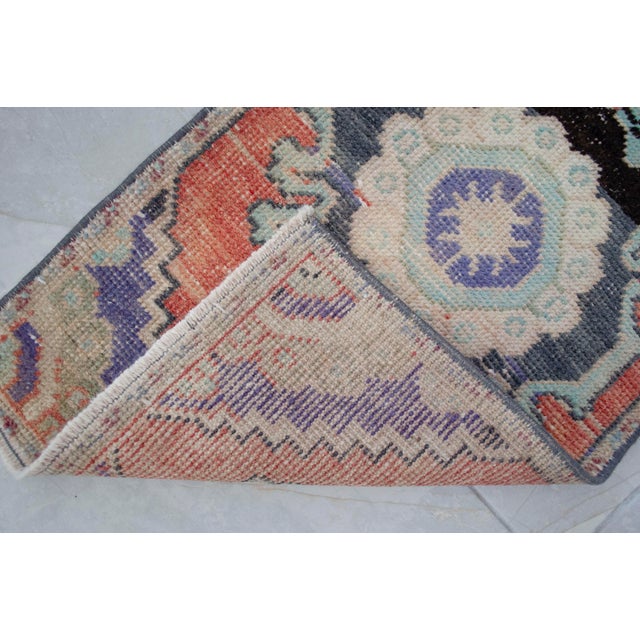 Orange 1960s Hand Knotted Door Mat, Entryway Rug, Bath Mat, Kitchen Decor, Rug, Turkish Rug - 1'5" X 2'6" For Sale - Image 8 of 13