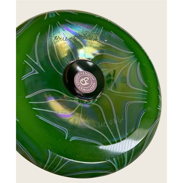 Gold Orient & Flume Iridescent Art Glass Pulled Feather Jack in the Pulpit Vase 1980 For Sale - Image 8 of 10