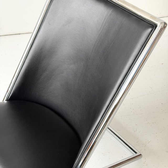 Black 1960s Leather Scissor Chairs Attributed to Ward Bennett for Brickell Associates For Sale - Image 8 of 10