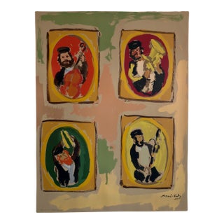 Mane Katz, Colorful Russian French Judaica Jewish Shtetl Wedding Lithograph Mourlot Paris For Sale