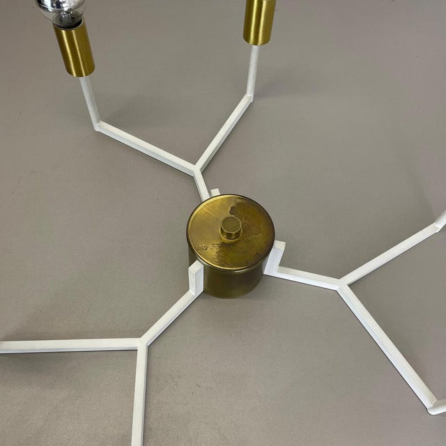 Large Brass Italian Cubic Sputnik Ceiling Light Flush Mount in the manner of Stilnovo, Gio Ponti, Italy, 1960s For Sale - Image 15 of 18