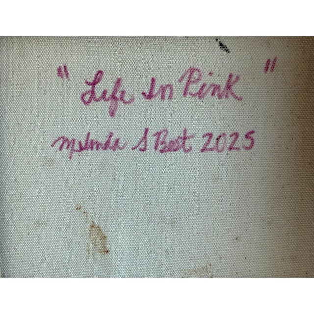 Modern Abstract Floral Acrylic Painting on Canvas, Signed, Dated For Sale - Image 4 of 4