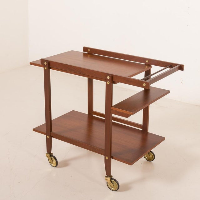Vintage Brass and Teak Bar Cart, 1960s For Sale - Image 12 of 13