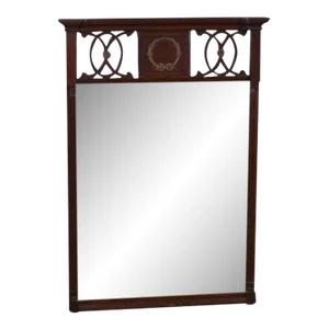 Early 1900s Mirror With Inlaid Mahogany Frame
