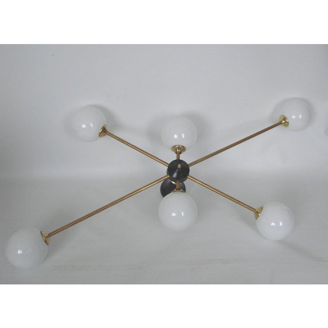 Vintage Chandelier in Brass and Glass from Stilnovo, 1960s For Sale - Image 6 of 8