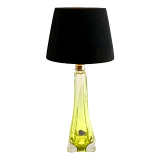 Crystal Glass Twisted Light Table Lamp from Val Saint Lambert, 1950s For Sale
