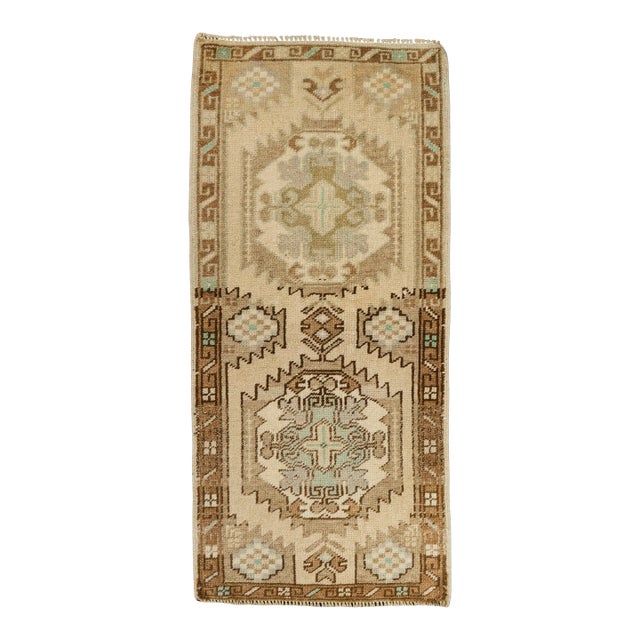 Turkish Mini Rug Oriental Hand Knotted Vintage Rug 1'7" x 3'4" #21256 For Sale