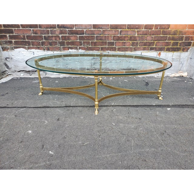 Vintage Mid Century Gold Brass and Glass Oval Coffee Table Chairish