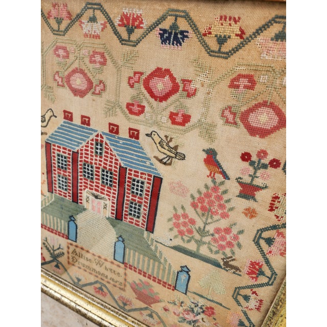American Antique Needlepoint in Giltwood Frame For Sale - Image 3 of 7