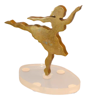Signed Mid-Century Modern Solid Bronze Ballerina Dancer Sculpture Lucite Base