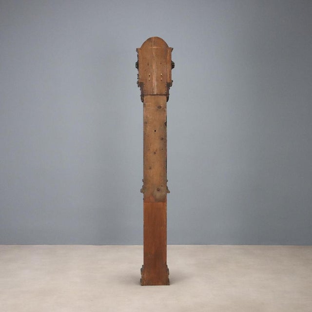 Grandfather Clock in Lacquered Fir Wood and Metal For Sale - Image 9 of 11