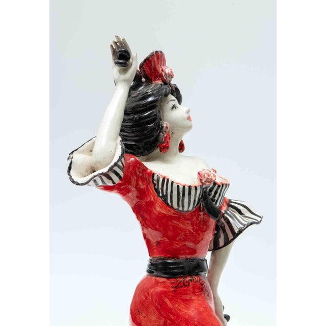 Vintage Ceramic Sculpture of Flamenco Dancer from Bottega dell'Arte, Italy, 1960s For Sale - Image 4 of 9