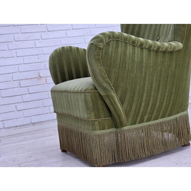 Danish Armchair in Green Furniture Velour, 1960s For Sale - Image 18 of 18