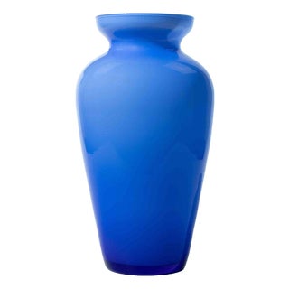 Art Deco Murano Cobalt Blue Art Glass Vase, 1970s For Sale