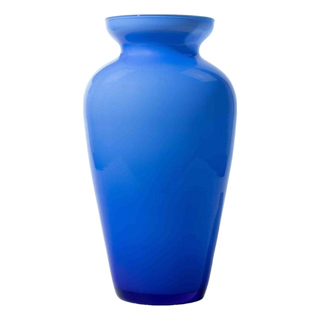 Art Deco Murano Cobalt Blue Art Glass Vase, 1970s For Sale