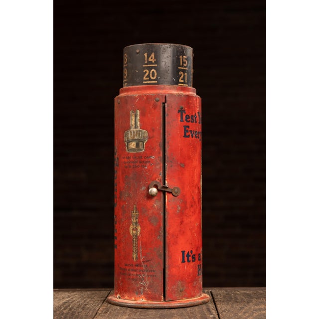 Antique "Schrader" Tire Gauge Tin Litho Countertop Point-of-Sale Display For Sale - Image 4 of 7