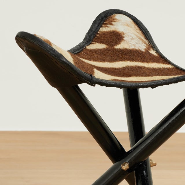 British Colonial Style Zebra Folding Stool or Seat For Sale - Image 12 of 15
