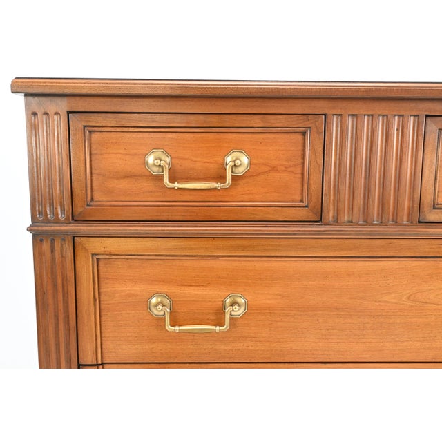 Kindel Furniture Neoclassical Louis XVI Style Cherry 7-Drawer Highboy Dresser For Sale - Image 12 of 16