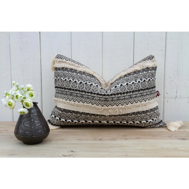 Charcoal Charcoal Plum Nomadic Moroccan Lumbar Pillow For Sale - Image 8 of 9