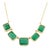 18k Yellow Gold Bezel Set Emerald Gemstone Chain Necklace For Sale