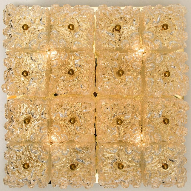 Large Thick Textured Glass Ceiling Flushmount from Kaiser, 1960s For Sale - Image 12 of 18